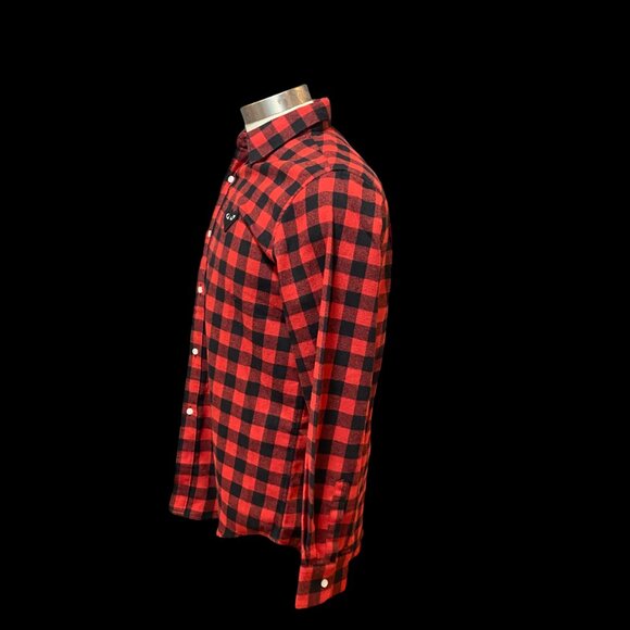 comme des garcons play cdg flannel red Sz M made in Japan - Picture 3 of 8